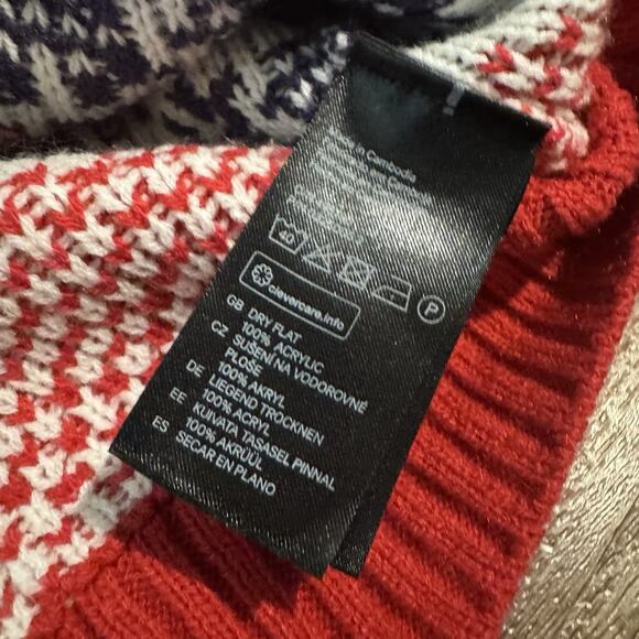 H&M Divided Fair Isle Christmas Holiday Sweater LOL Cats Red Navy Green XS EUC - Picture 4 of 7